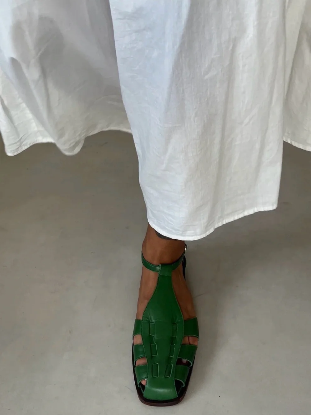 Green Leather Fisherman Sandals by Mafalda